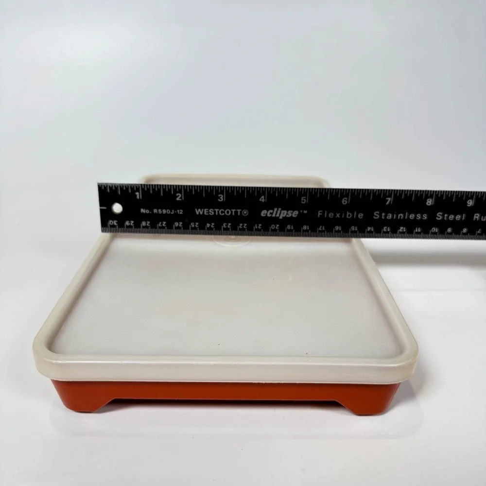 Vintage Tupperware Bacon Meat Keeper Set Paprika Red Orange 3pc 794 1292 622